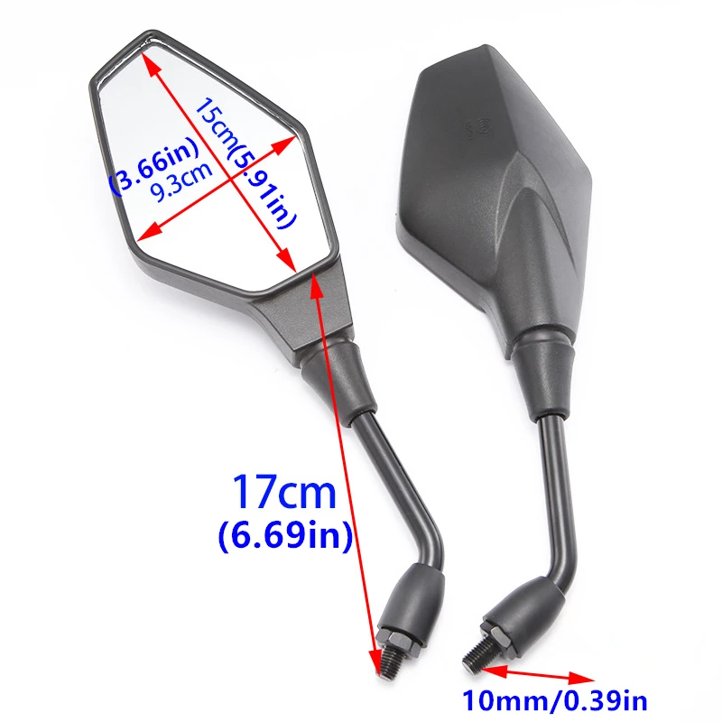 Pair Universial 10mm Motorcycle Mirror Scooter E-Bike Rearview Mirrors For Cruiser Chopper Cafe Racer Old School Bobber Touring