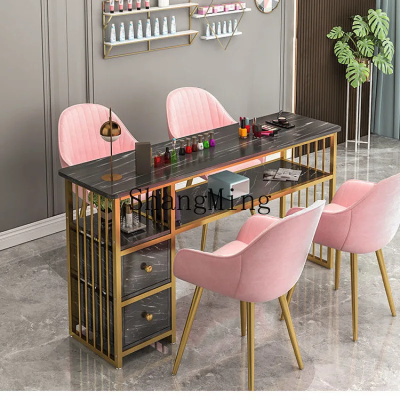 FG simple nail art table and chair set simple nail art shop table single and double table 6