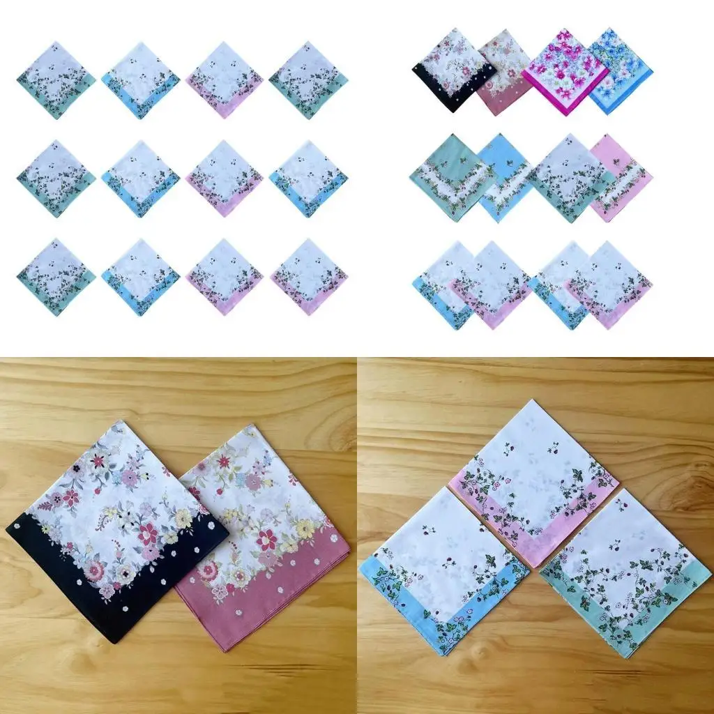 39BD Vintage Flower Handkerchief Bộ cho tất cả các tuổi Bandanas Bandanas Facecloth War