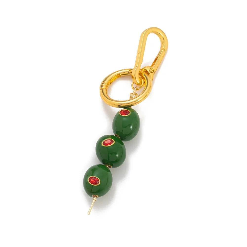 New Cherry Handbags Keychain Olive Alloy Strawberry Keychain DIY Key Ring Bag Decoration
