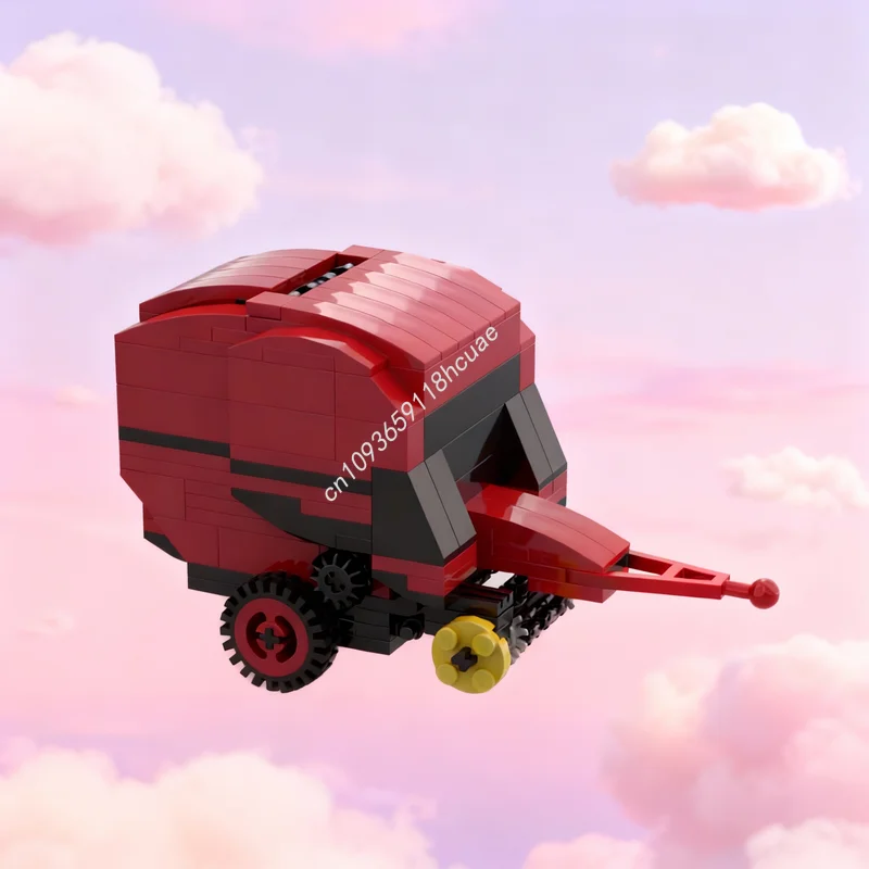 156 peças MOC City Farm Red Round Hay Baler, Blocos de Construção em Miniatura, Brinquedo de Construção, Presentes de Natal, Blocos para Crianças