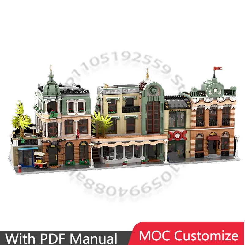 

2354 PCS Construction Downtown Bar - 10297 Boutique Hotel Alternative Build MOC Customize Modular Simple DIY Assembly Toy Gift