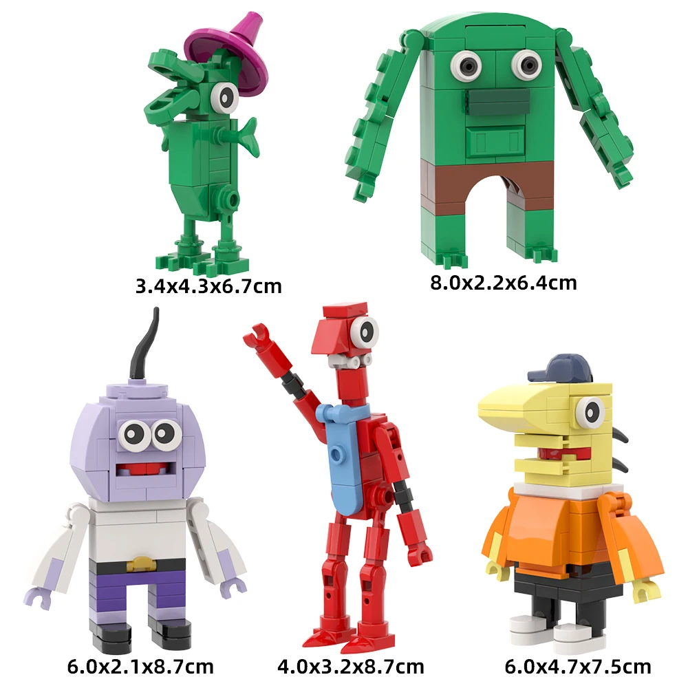 Cartoon Regretevator Gnarpy Figure Building Block Model Kit MOC Yo Gabba Brobee Plex Toodee Foofa Brick Toy Kid Birthday Gift