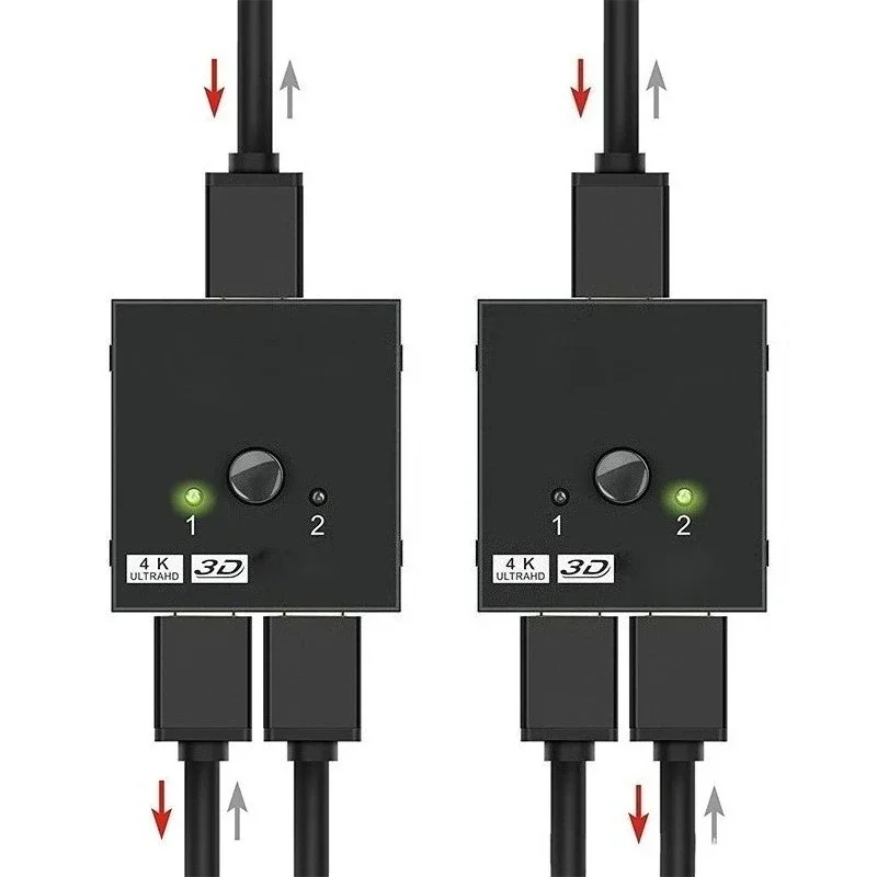 Switch compatibile HD 4K 2 porte bidirezionale 1x2 / 2x1 Switcher HD Splitter 4K 1080P 3D HDR HDCP per PS4 PS3 Xbox HDTV BOX
