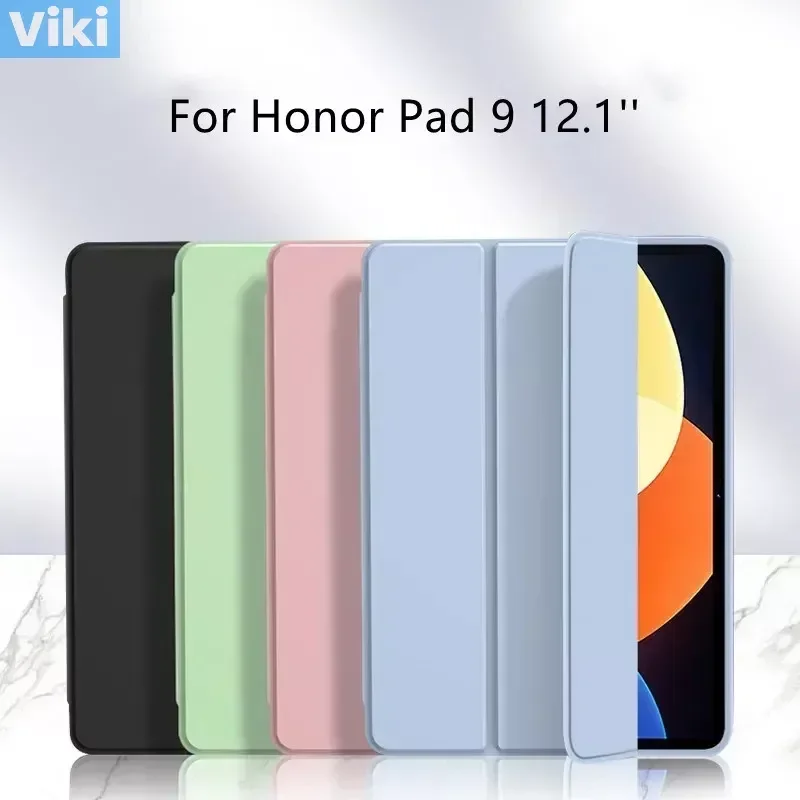 For Honor Pad 9 Case 12.1 Inch Soft Silicone TPU Folding Stand Smart Cover For Honor Pad 9 2024 HEY2-W09 HEY2-W19 Tablet Case