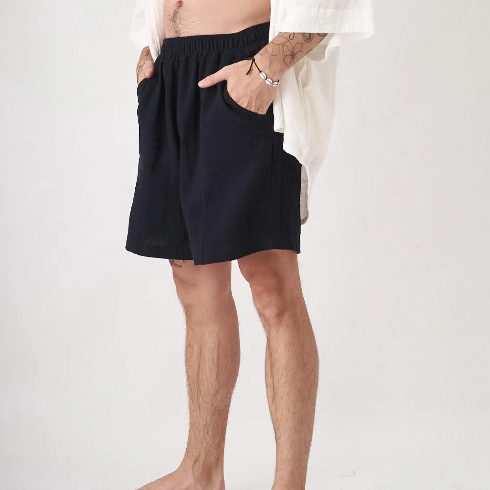 

Organic cotton casual shorts for women, black, four seasons comfortable, solid color, high quality cotton sports shorts