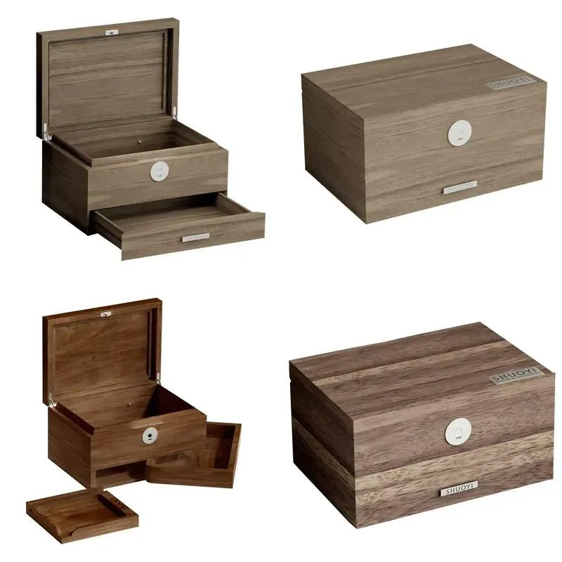 for Customizable bamboo solid wood cigarette case with tray and logo, optional large storage case
