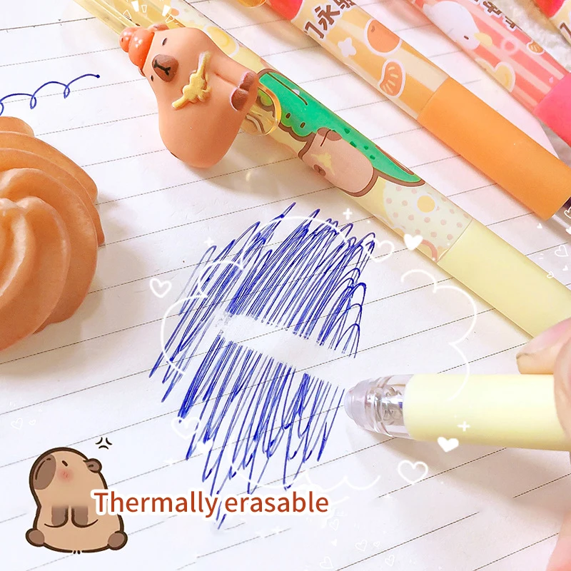 카와이 만화 카피바라 지워지는 젤 펜, 학교 사무용품, 미적 문구, 귀여운 지워지는 중립 펜, 학생 선물