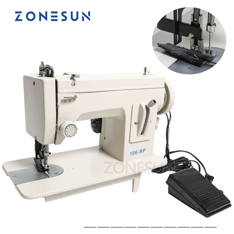 ZONESUN 106-RP-straight Household Sewing Machine Fur Leather Fell Clothes Thick Sewing Tool Thick Fabric Material Stitching Tool