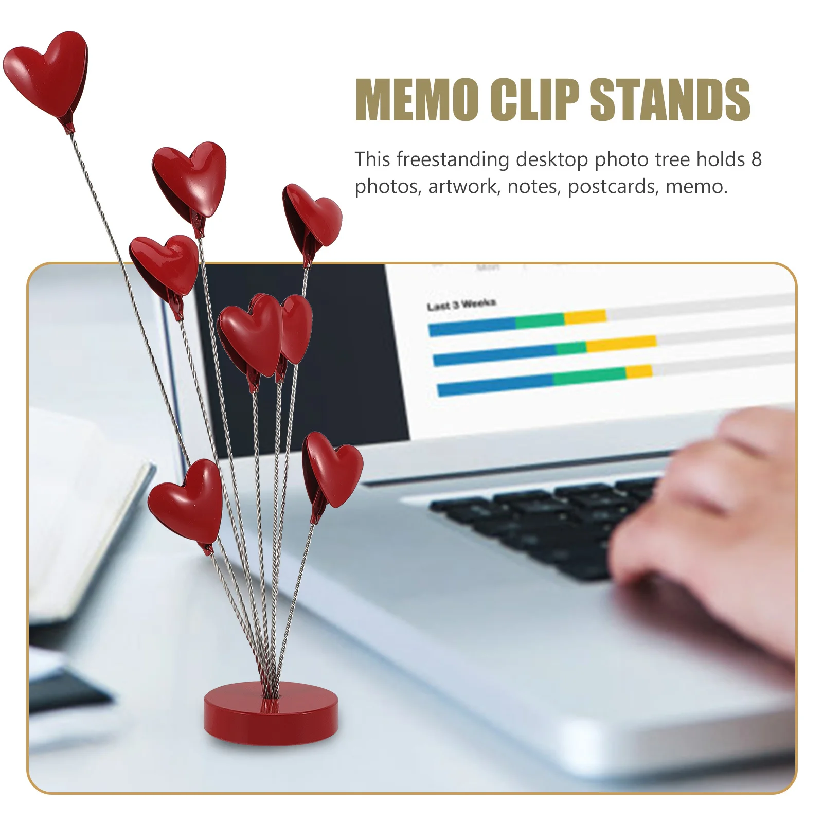 

Tabletop Photo Clip Holder Heart Design Desktop Memo Stand for Notes Cards Pictures Branch Tree Decoration Display