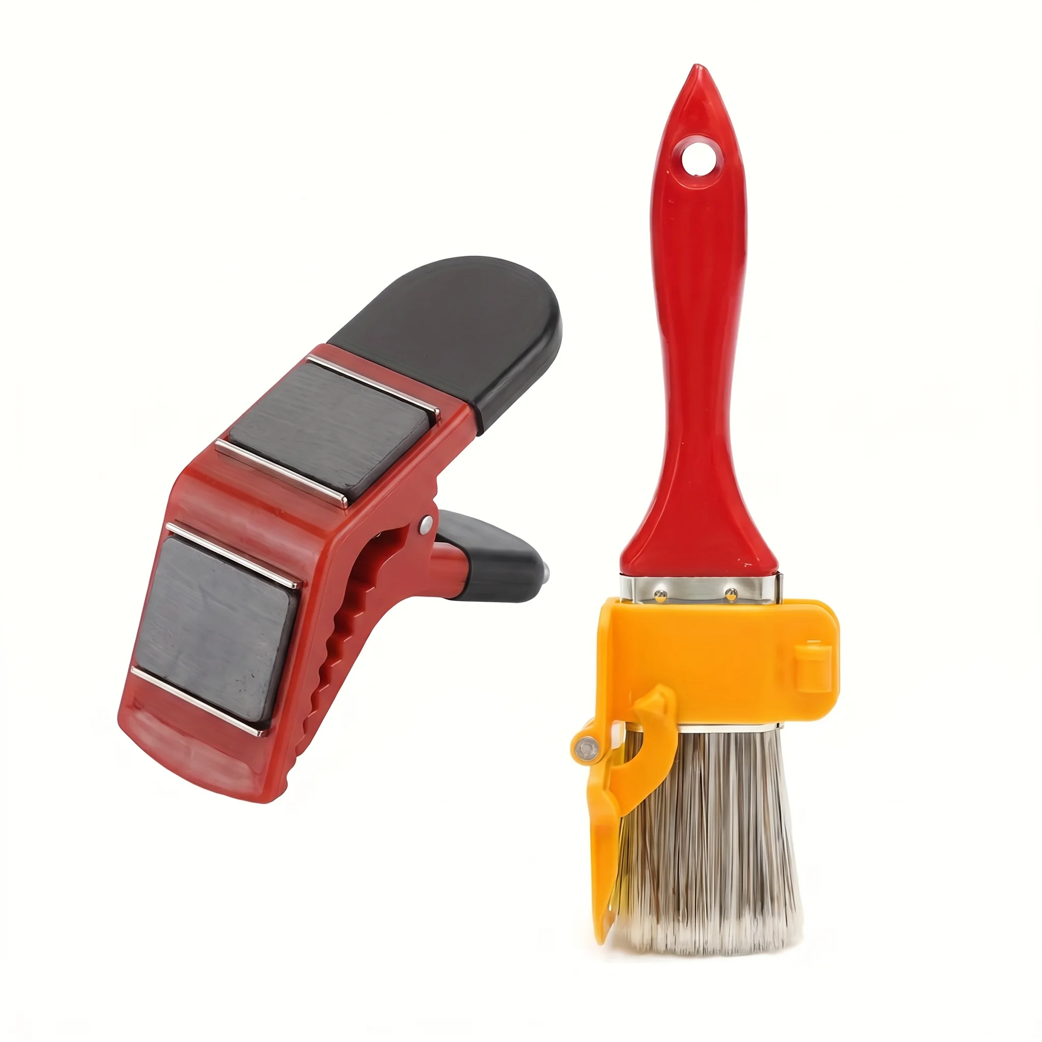 2-Piece Set (1 Magnetic Paint Brush Holder with Can Opener + 1 Paint Brush) for applying latex paint, ideal for edges and corner