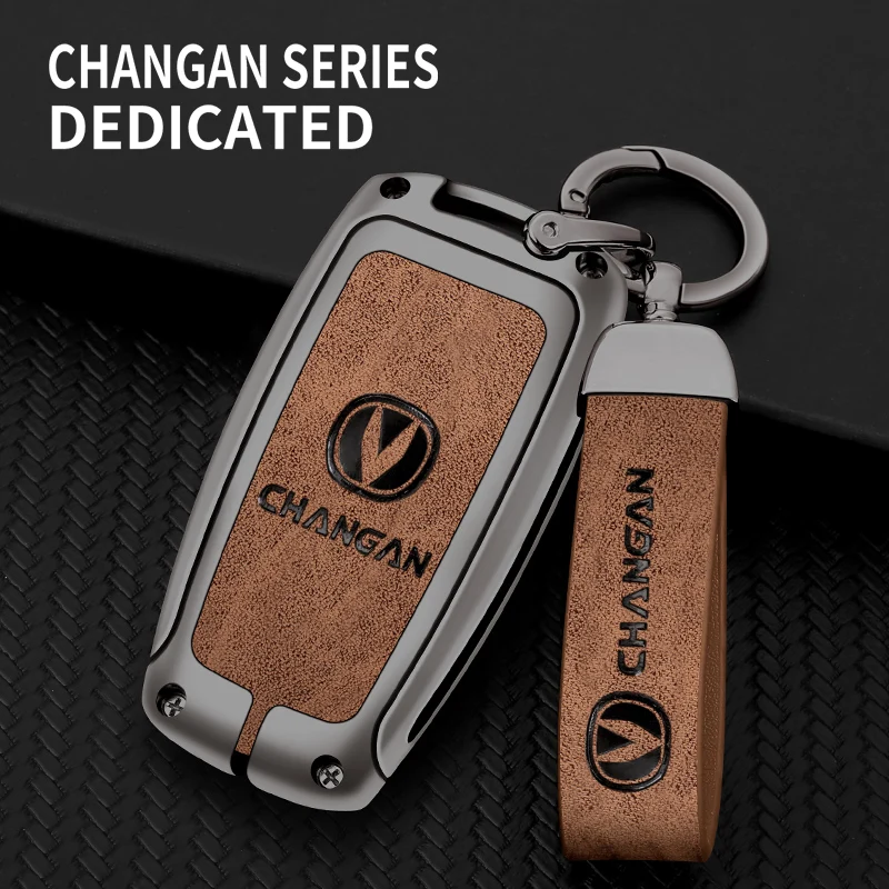 Zinc Alloy Car Key Cover for Changan Ruicheng CC, Eado, CS75 CS55 CS35, Oshan X7 X5, Full Protection Key Case with Keychain