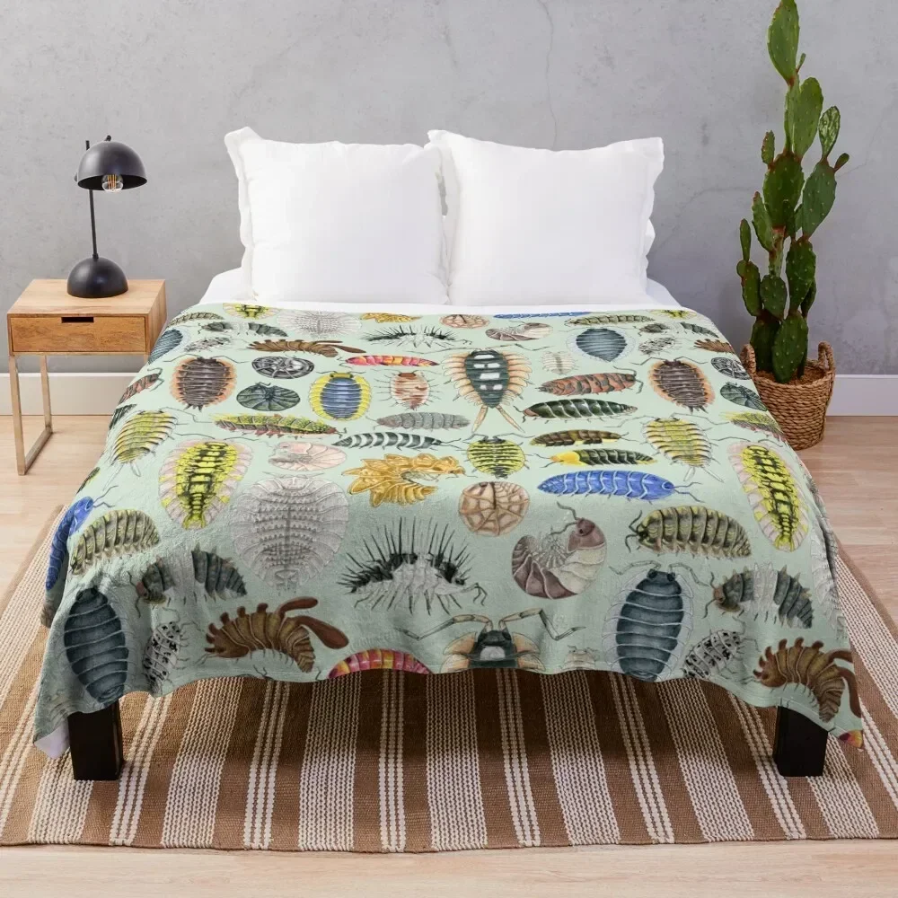 Crazy Isopod Pattern- Aqua Throw Blanket blankets ands Flannel Decorative Sofas Fashion Sofas Blankets