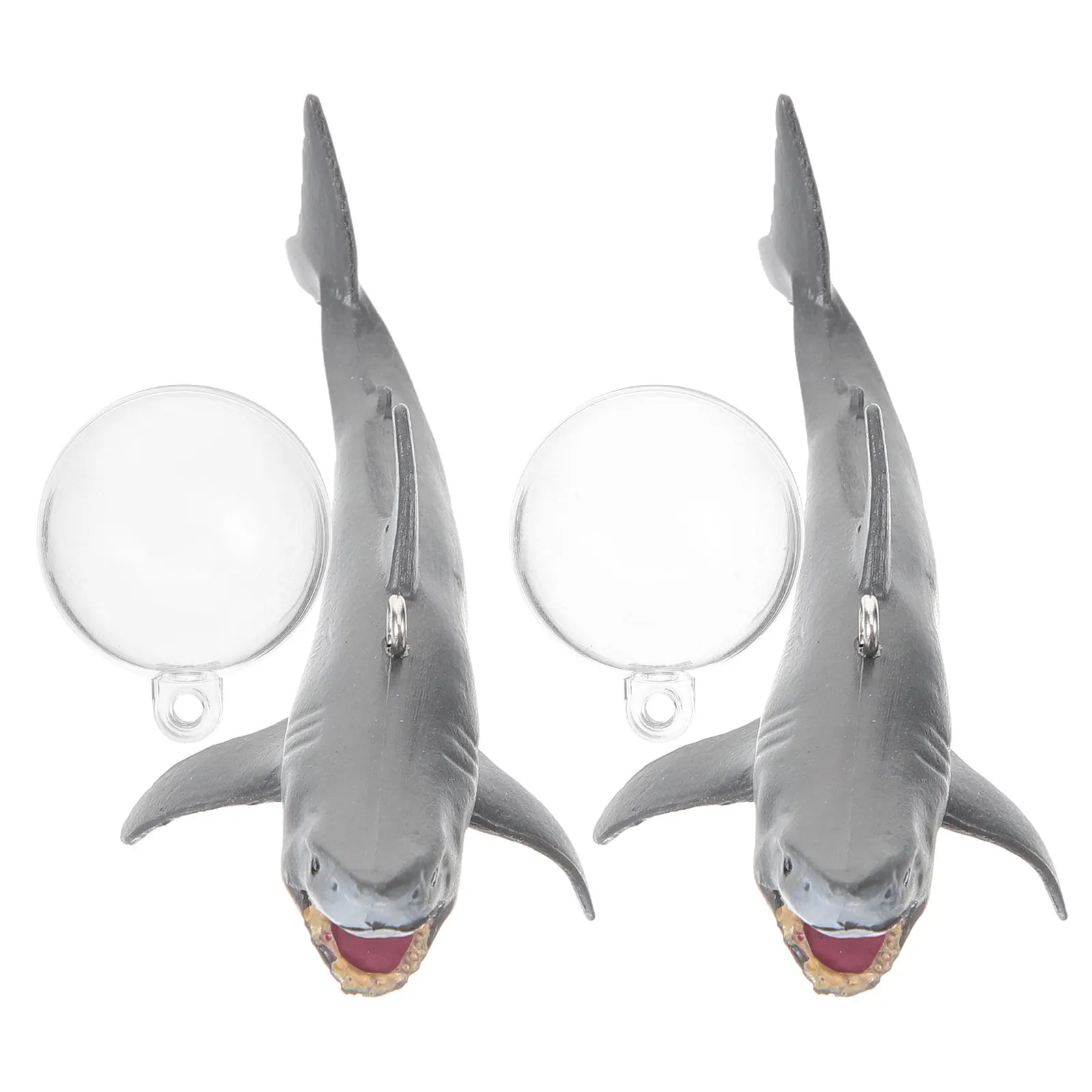

2Sets Shark Floating Decor for Fish Tank Aquarium Realistic PVC Hanging Ornament Adjustable Rope Easy Install Animal