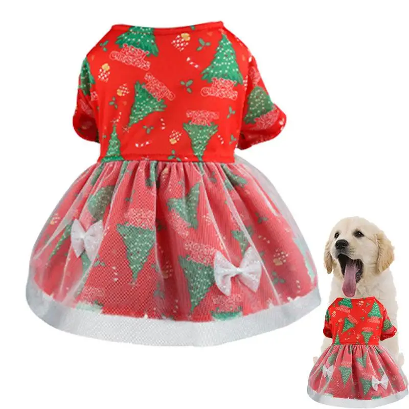 Dog Christmas Dress Merry Christmas Dog Dress For Small Dogs Mesh Skirt Soft And Breathable Fluffy Thin And Skin-Friendly For