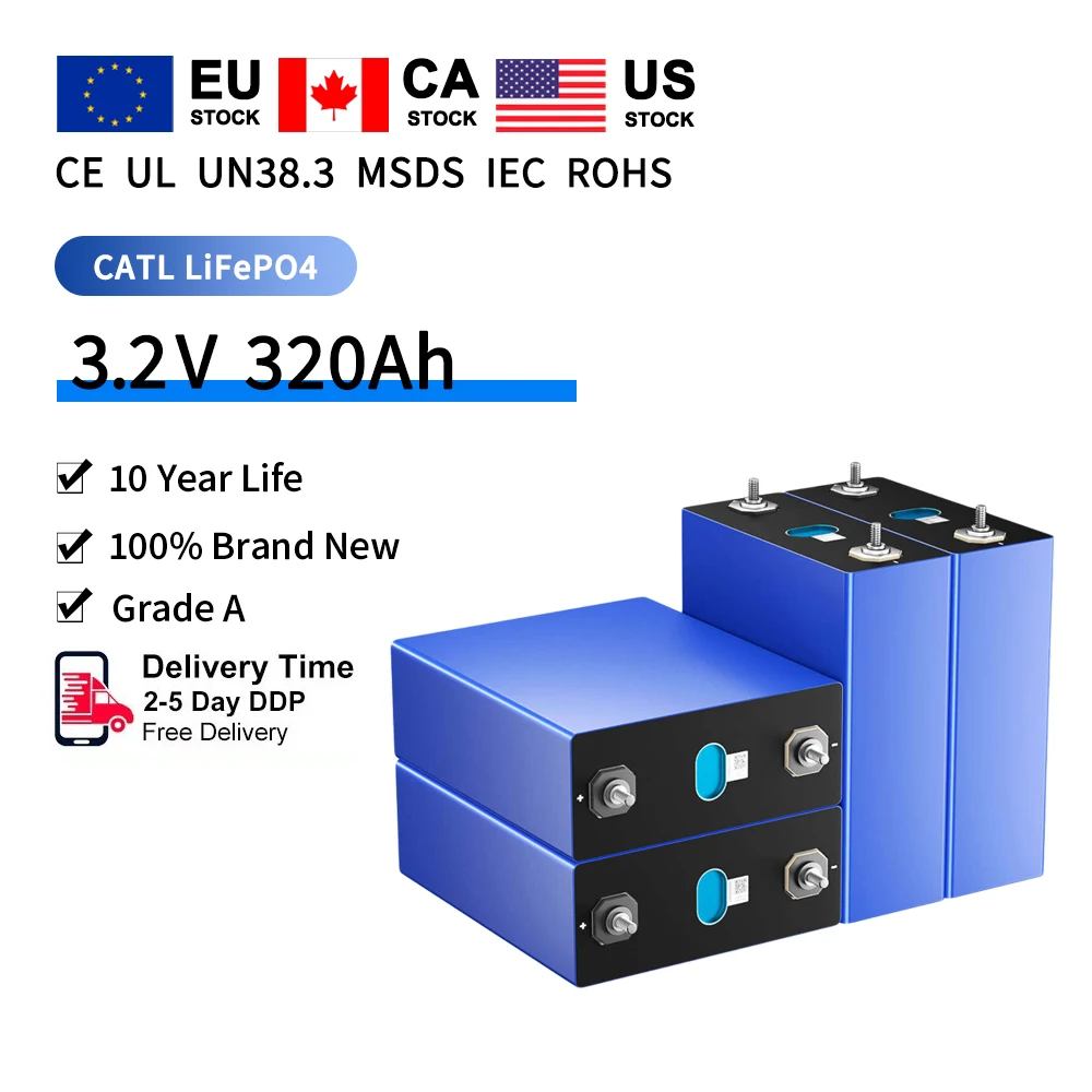 

New 3.2V 320Ah Lifepo4 Rechargeable battery 1C High power DIY12v 4S 24v Electric car Solar RV Inverter Lithium Iron Cells