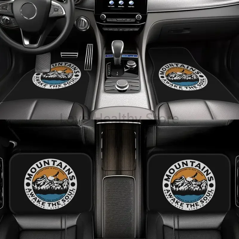 

Camper Mountains Awake The Soul Floor Mats Set of 4 Pcs Car Front and Rear Foot Mats Carpets with Rubber Backing Car Accessories
