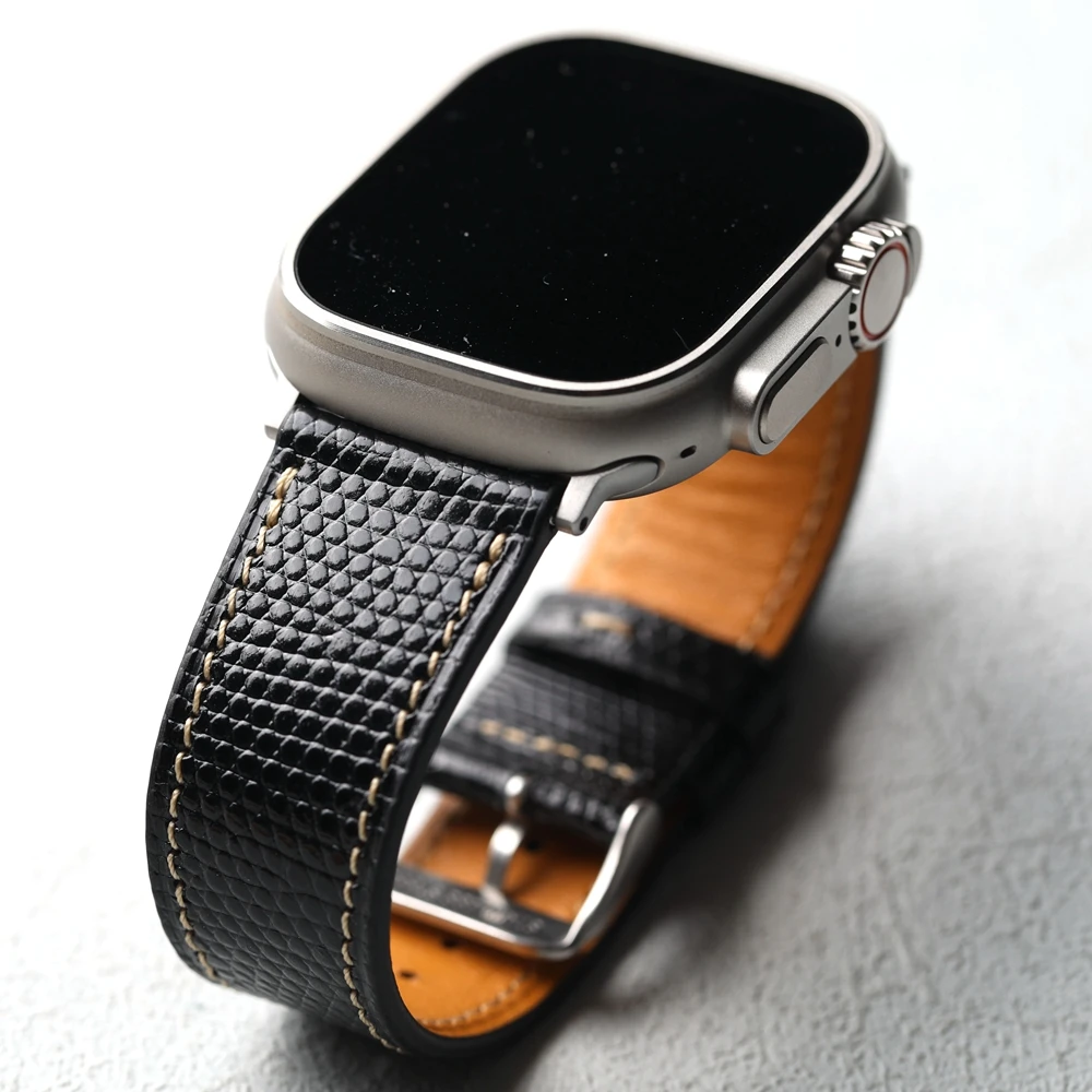 

Высококачественный кожаный ремешок из ящерицы, совместимый с Apple Watch Ultra2 S10 49 мм, 45 мм, 44 мм, 46 мм, 42 мм, 41 мм, кожаный мягкий браслет, винтажный