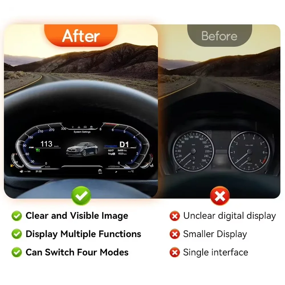 For BMW X1 E84 2006-2015　Car LCD Dashboard Instrument Car Odometer Speedometer Digital Cluster Virtual Cockpit Screen