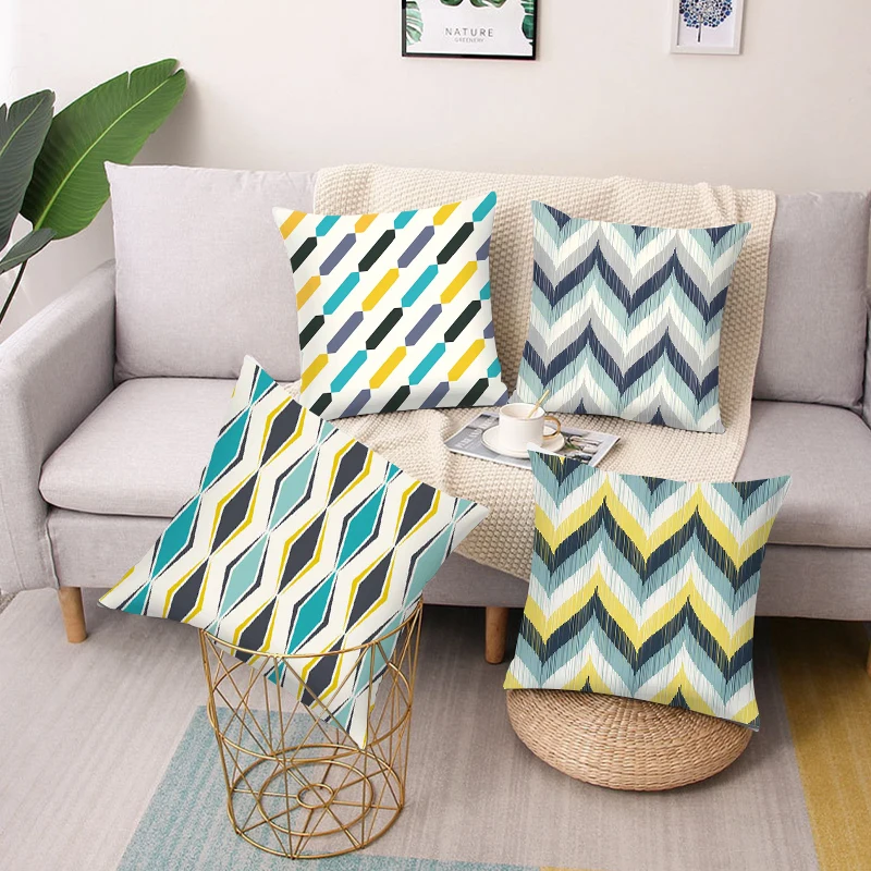 

Geometric printed polyester square pillowcase, car sofa, office chair minimalist home decoration accessories