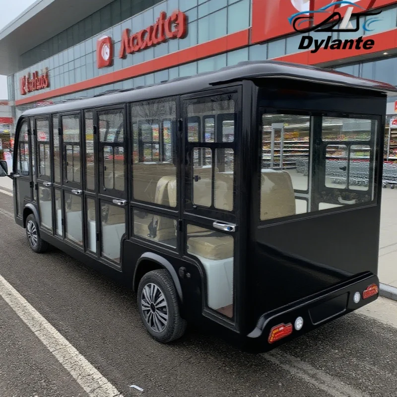 Standard Tested Electric 14 Seater Tourist Mini Bus With Door Vehicle Electric Sightseeing Car Electric Car Closed Tourist Bus