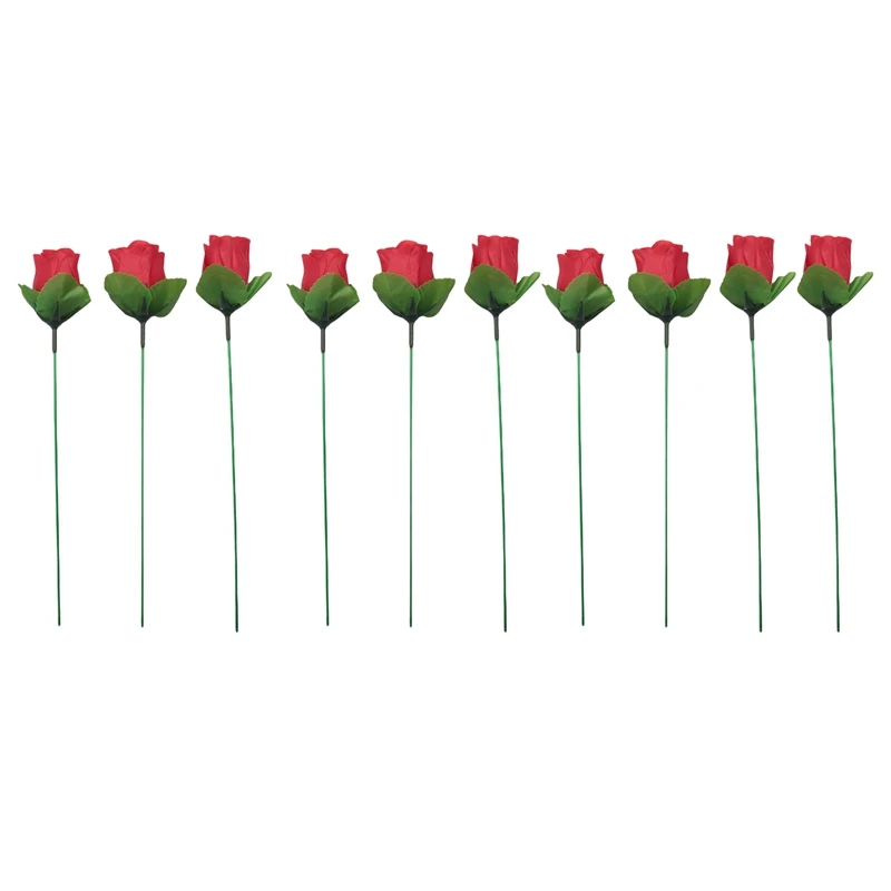 10PCS Fire Magic Trick Rose Magic Flame Appearing Flower Magician Props For Girlfriend/Wedding Shows Or Valentine's Day