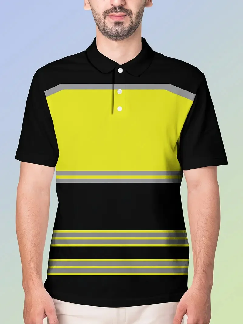 This is the print, men's casual sports polo shirt, daily office casual top, exclusive to enterprise employees