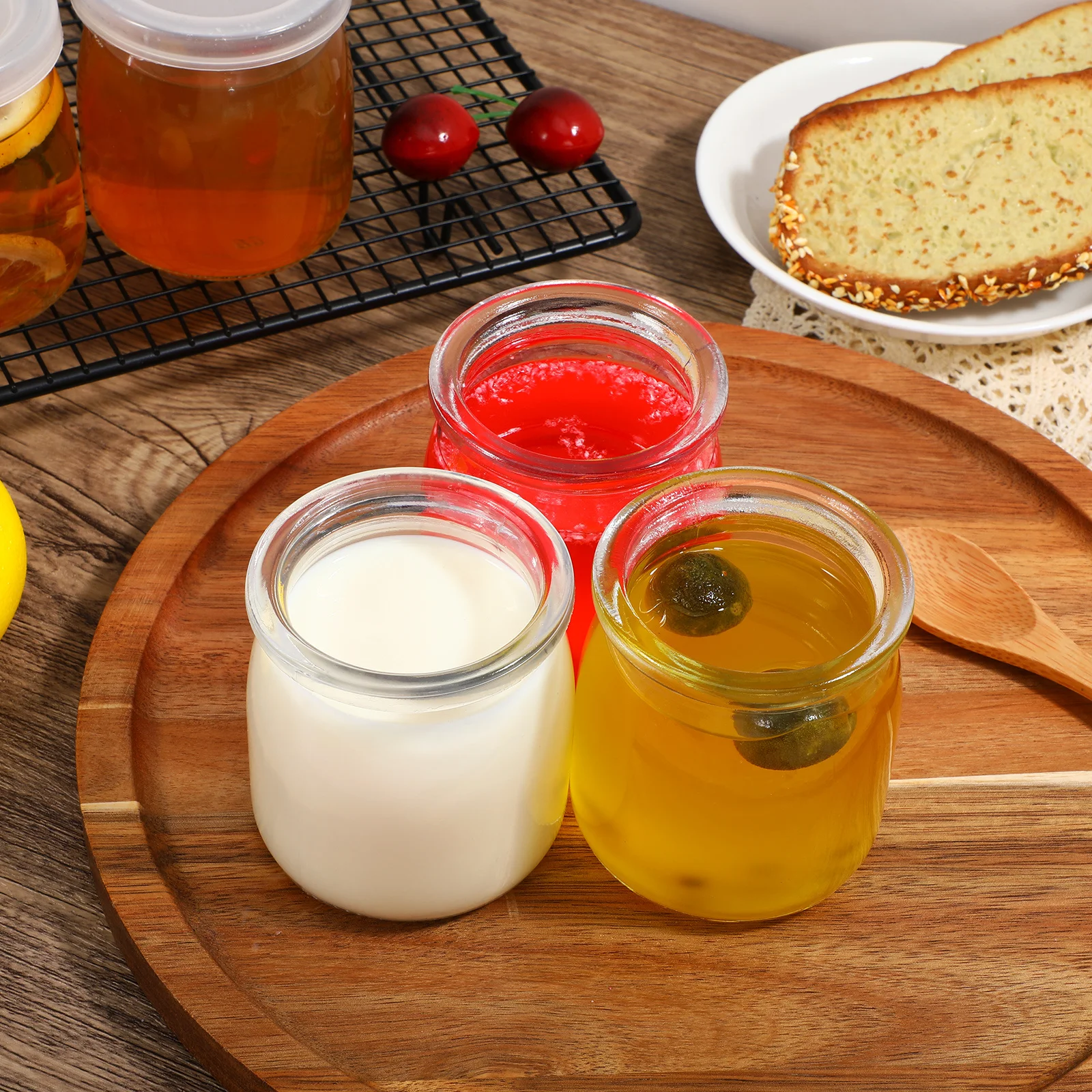 

12Pcs Glass Pudding Containers Heat Resistant with Lids for Mousse Yogurt Jelly Dessert Storage Picnic Office Use