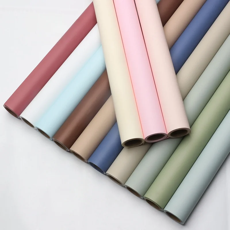 

57cmx10m Roll Solid Color Flower Bouquet Wrapping Paper Waterpoof Plastic Gift Packaging DIY Paper for Birthday Party Decor