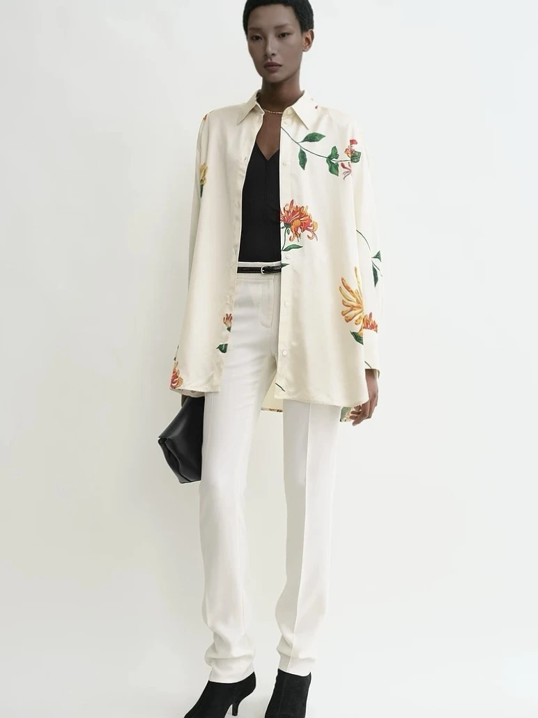 

Новая женская повседневная одежда irt TOT*me оранжевого/желтого цвета с принтом Forsythia, весна, сезон 2025, другие материалы 00% женская мода