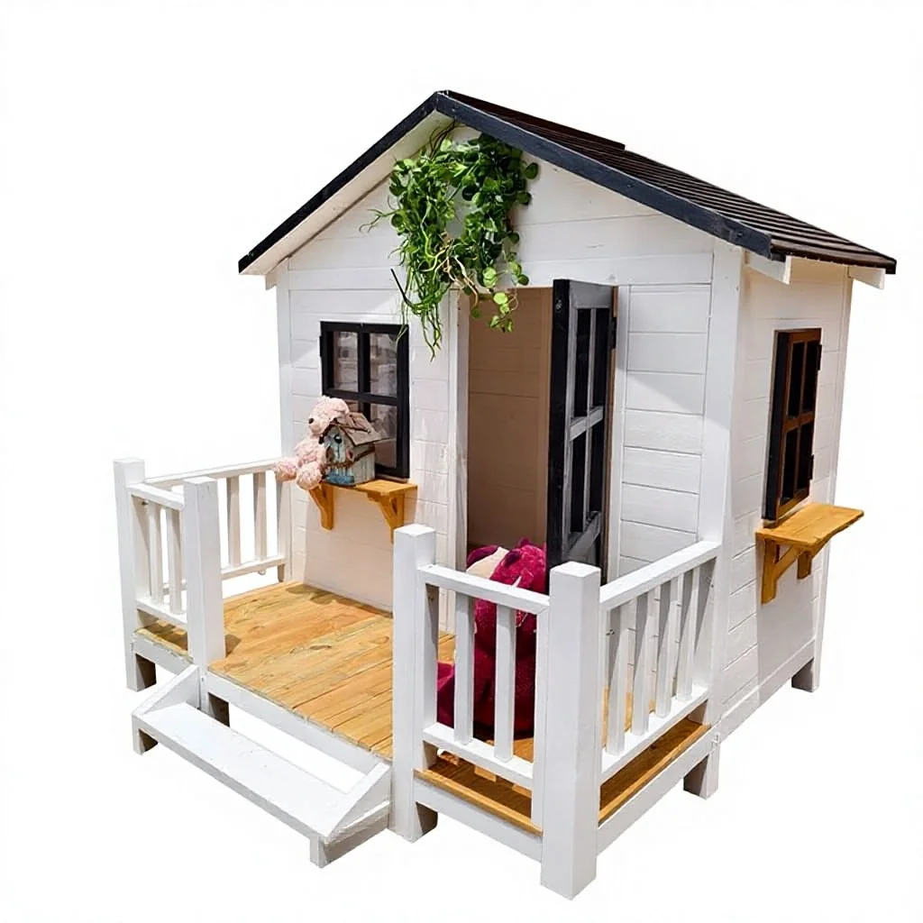 Outdoor Wooden Cottage Stray Cats Preserved-Wood Dog Villa Garden-Style Assembled Pet House Yards Portable Playhouse Model 985