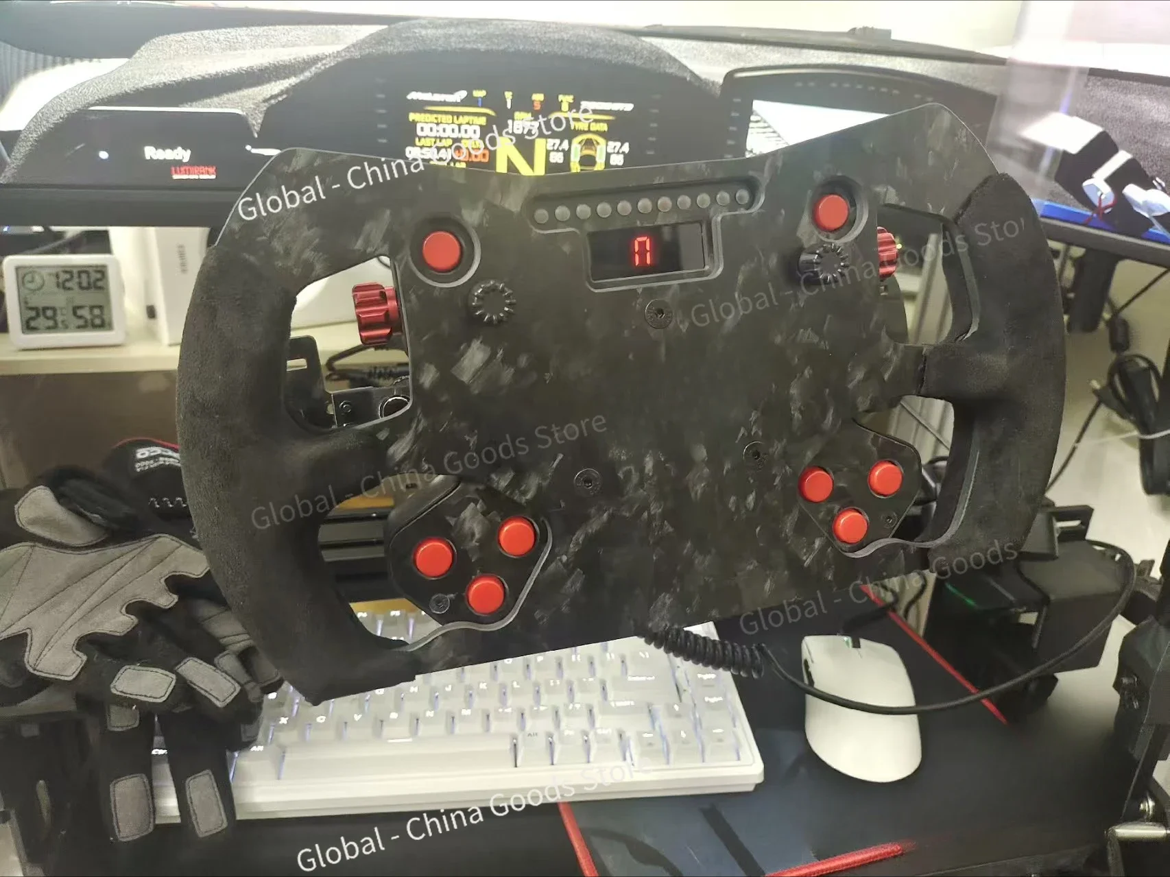 Panel de volante GT de fibra de carbono compatible con QUFEI H1-K/QUFEI H1 Pro Sim Racing Center