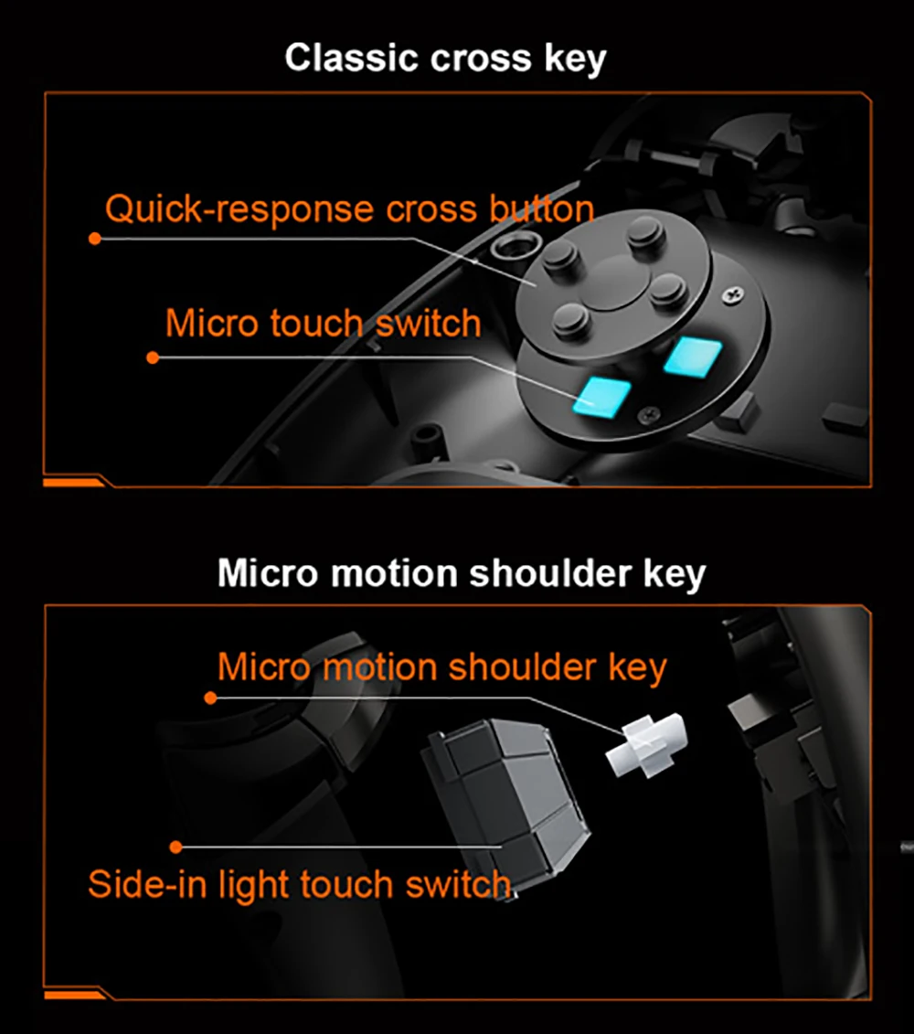 Lenovo S02 Kabelloser Bluetooth-Gaming-Controller, Dual Hall Trigger Wireless Gamepad, für Switch, PC, Android, IOS, TV – Detail 7