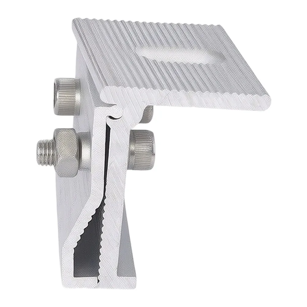 Roof Folding Clamp for Photovoltaic Panels Made from Anodized Aluminium Alloy for Surface Protection and Aesthetic Uniformity
