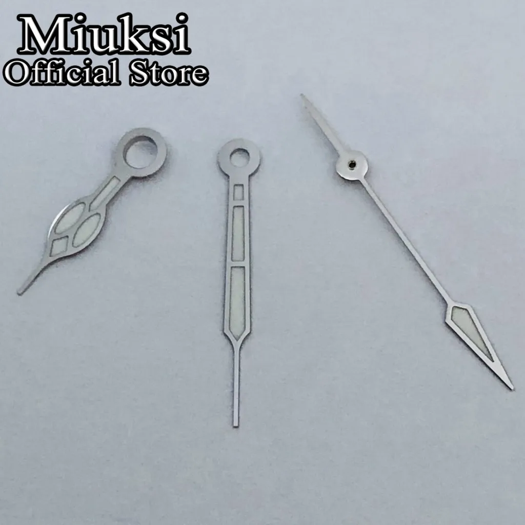 

Miuksi silver watch hands green luminous hands fit NH35 NH36 NH38 NH70 NH72 movement
