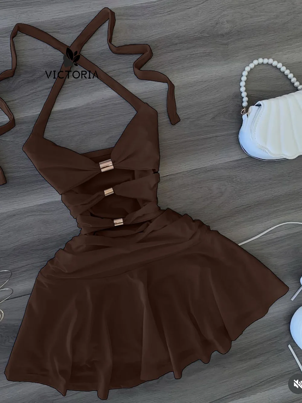 Halter Chocolate Brown Wedding Prom Dresses Mini Homecoming Dress Birthday Party Dresses Vestido De Festa Customized