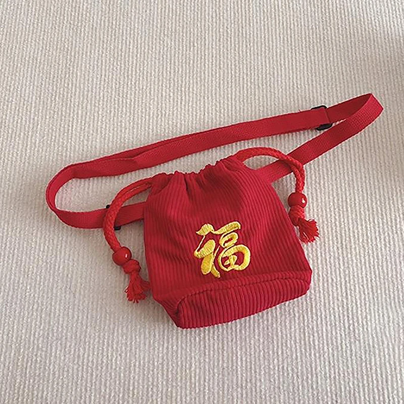 New Year Red Embroidered The Word Fu Crossbody Bag Kids Spring Festival Cartoon Coin Purse Crossbody Bag Wedding Party Lucky Bag