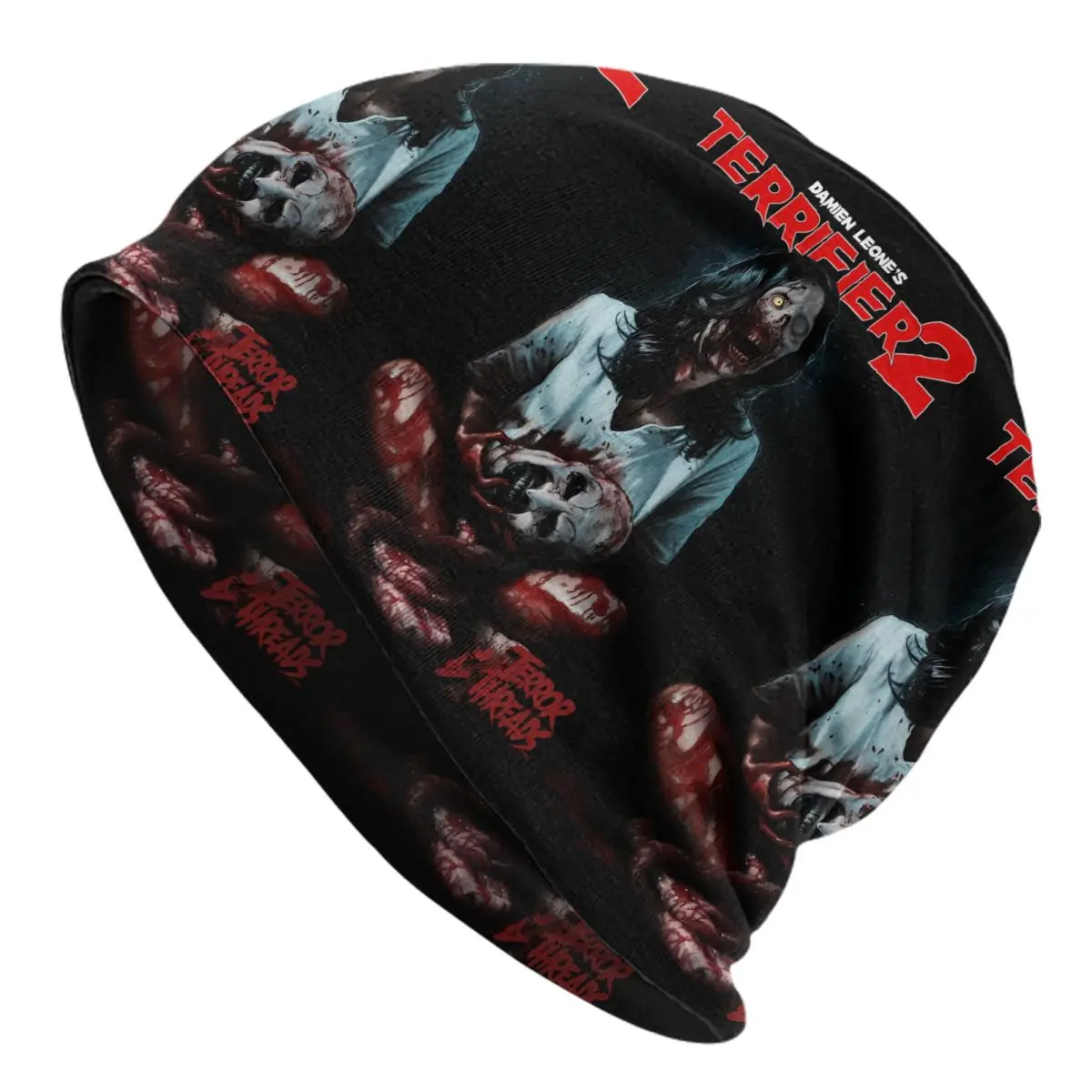 Terrifier Horror Movie Halloween Skullies Beanies Hat Art The Clown Goth Unisex Street Caps Warm Dual-use Bonnet Knitted Hat