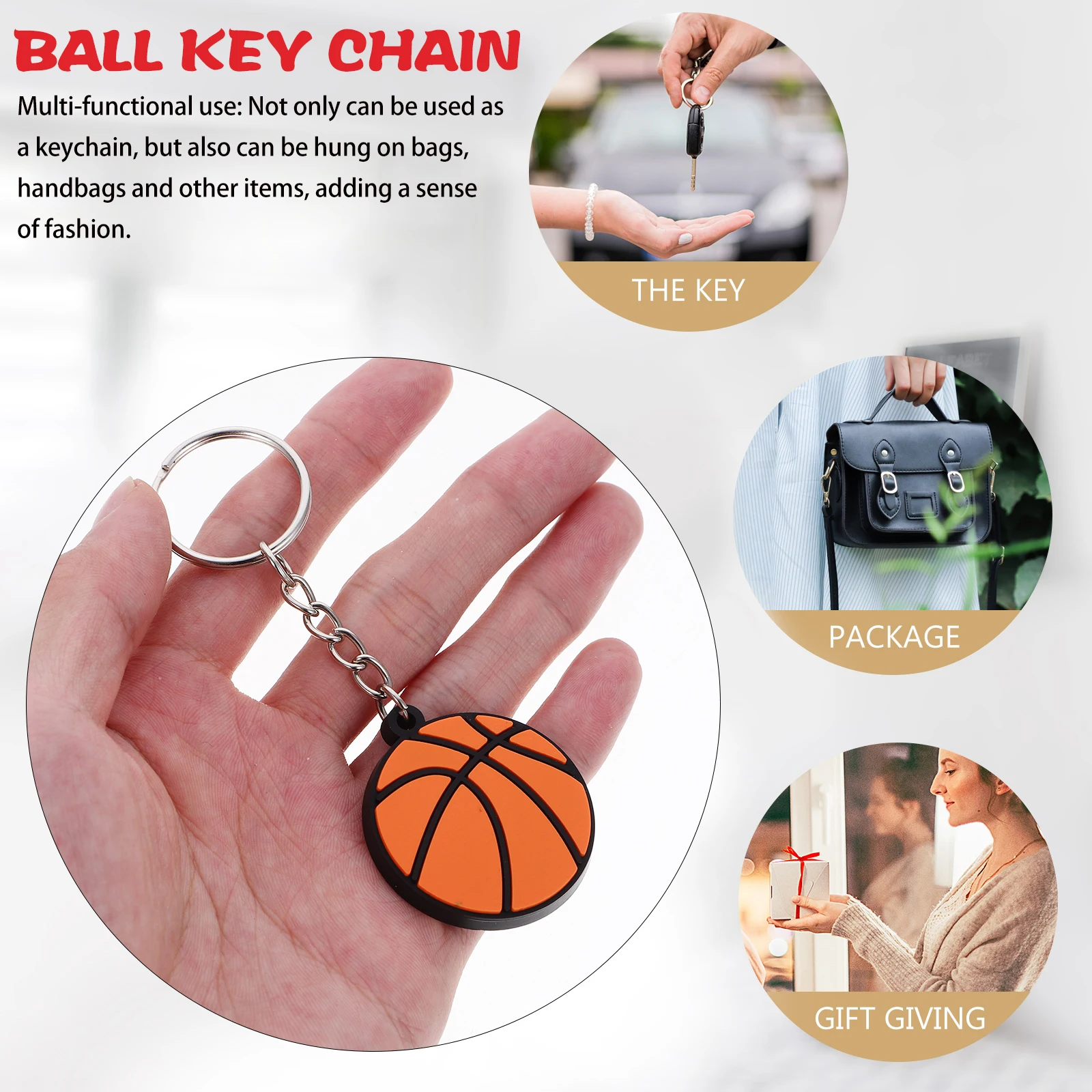 

10 Pcs Sports Ball Keychain Bag Charms Theme Keychains Ring Soccer Keyrings Pendant Pvc