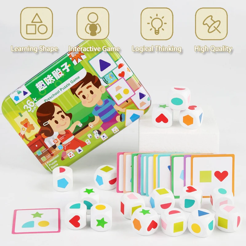 بطاقات مطابقة هندسية مونتيسوري للأطفال ، لعبة لوحة النارد على شكل لعبة ، ألعاب الذاكرة ، التفكير العقلي ، الألعاب التعليمية الحسية الاجتماعية