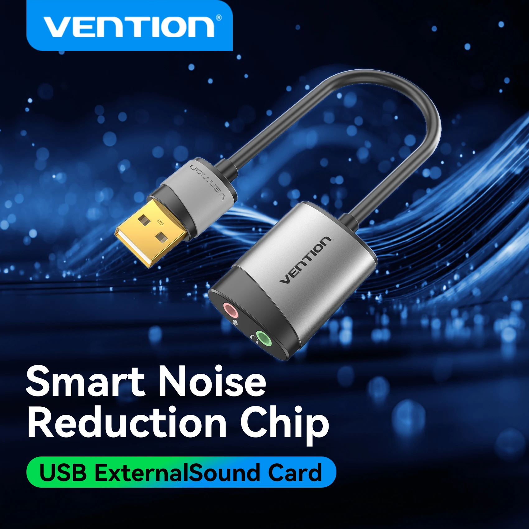 

Vention USB External Sound Card USB to 3.5mm Audio Adapter with Microphone for PC Laptop MacBook PS5 Gaming Headset Sound Card