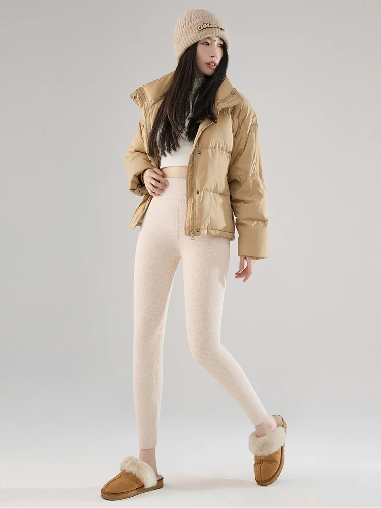 Women High Quality High Waist Skinny Slim Fleece Lined Leggings Winter Elastic Ribbed Thermal Warm Pencil Pants