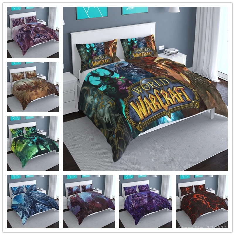 World of Warcraft Online Game 3D Cartoon Bedding Set Duvet Cover with Pillowcase Bed Linens Bedclothes Twin Full Queen King Size