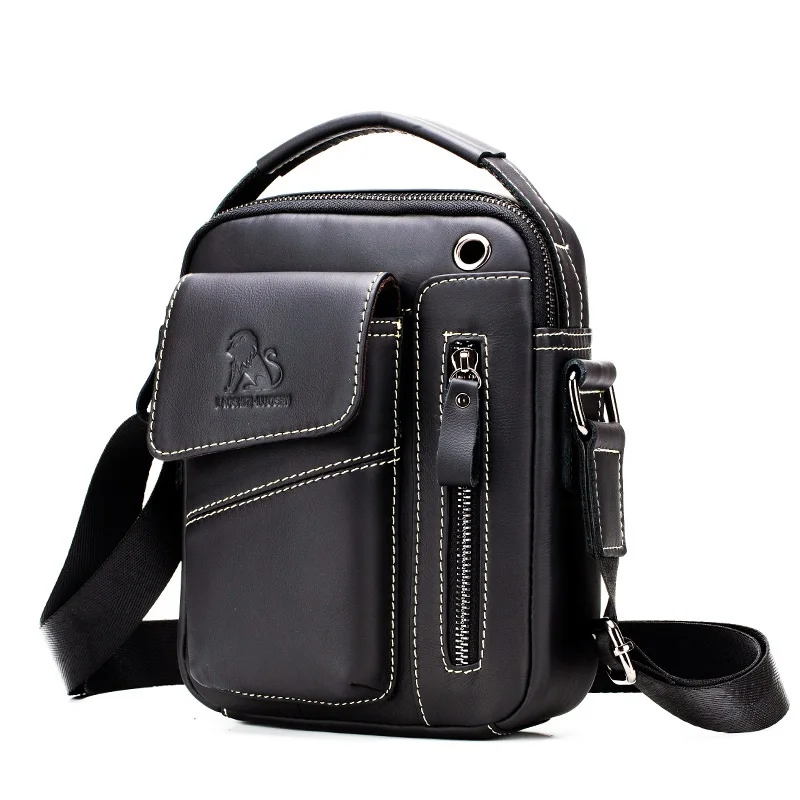 Men's Small Cowhide Single-shoulder Bag genuine leather fashion MINI Crossbody sporty bag durable handbag For men Commuting