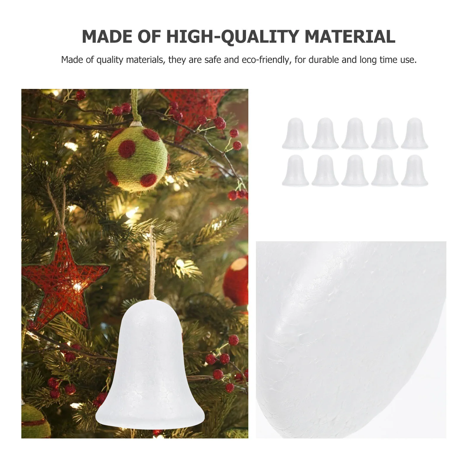 

10Pcs 3D Foam Bell Shape Ornaments Xmas Tree Hanging DIY Christmas Decoration Xmas Decors DIY Bell Shape Pendants