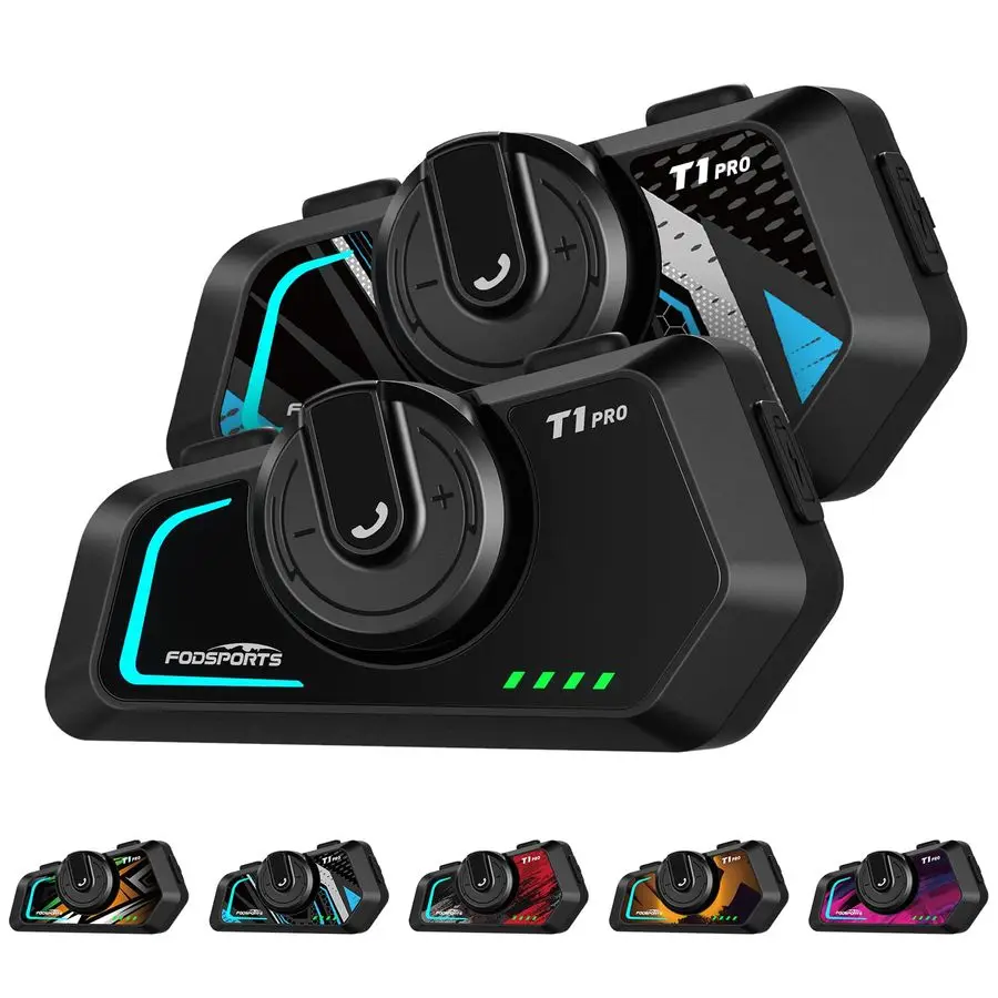 

Мотоциклетный домофон T1 PRO V5.4 с функцией обмена музыки, переключением одним щелчком мыши для 4 функциональных режимов, 6-полосная гарнитура для мотоциклетного шлема, F