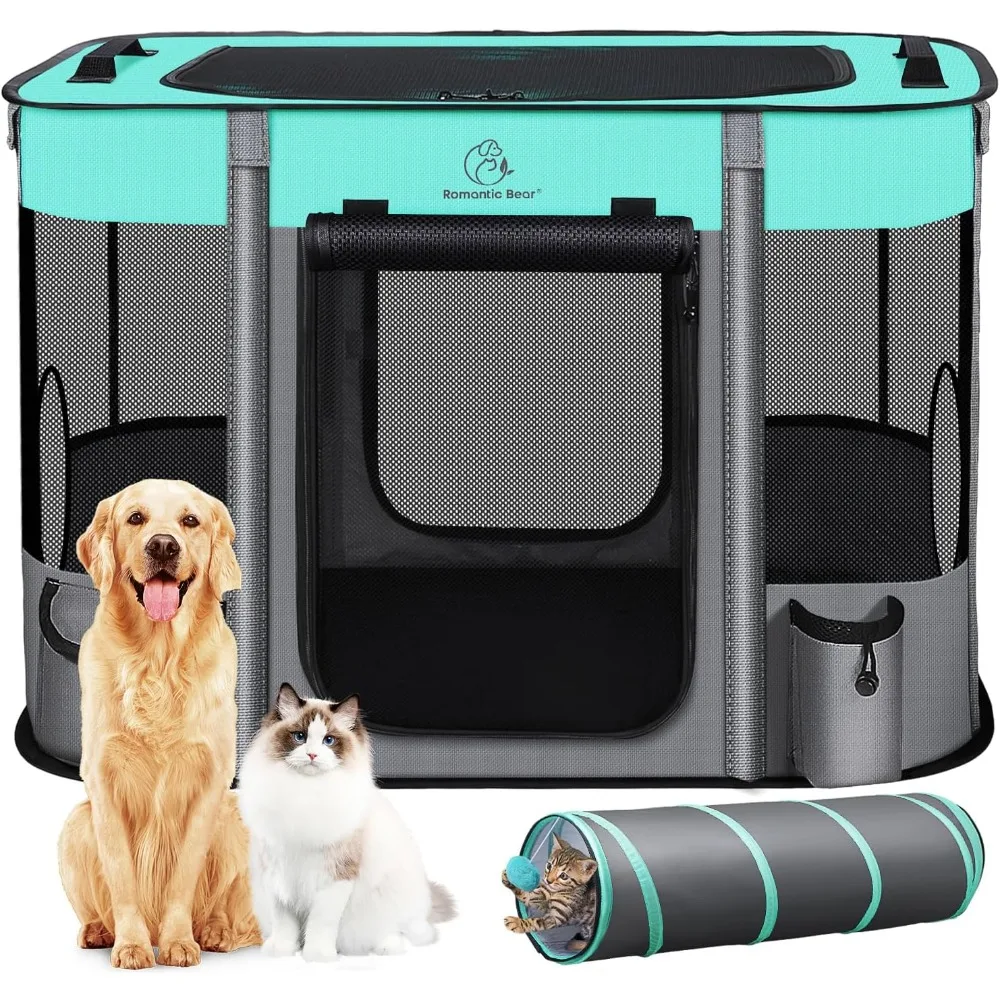 

Dog Playpen,Foldable Portable Soft Dog Cat Playpens,Waterproof Portable Kennel Tent Crate,Removable Cat Tunnel