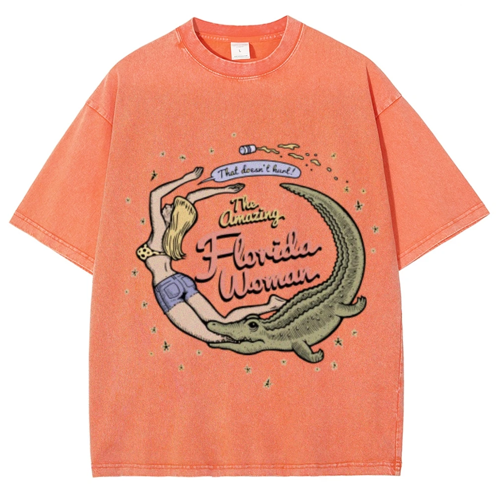 Florida Women T-Shirt Vintage Unisex Washed T-Shirt Retro Women Clothing y2k T-Shirt 90s Shirt Streetwear Shirt