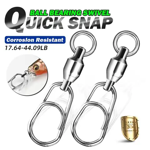 메리디스 20개입 낚시 커넥터 스테인리스 스틸 스위블 볼 베어링 패스트 스냅 클립 낚시 미끼 커넥터 태클