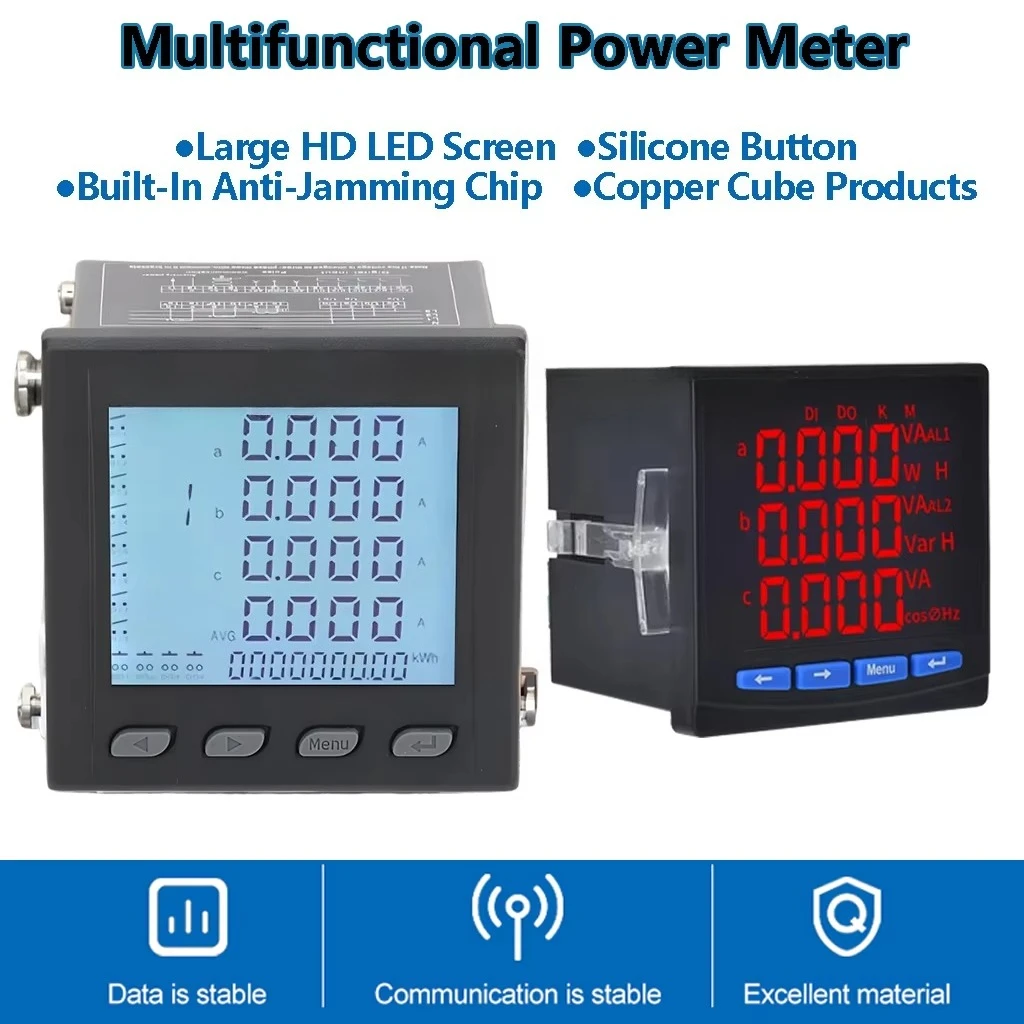 LCD/LED Three Phase Multifunction Energy Meter with RS485 for Smart Meter 0.5 Accuracy Class Industrial & Household Use